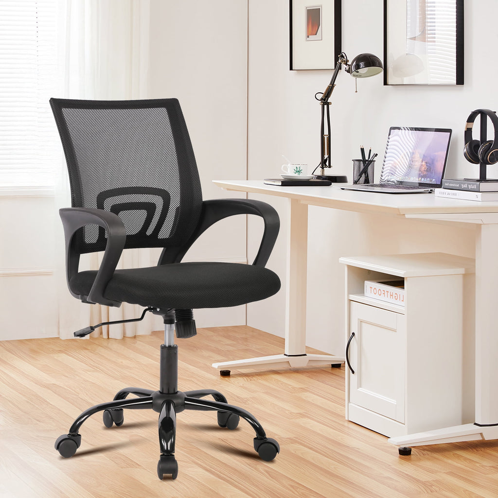 JONPONY Ergonomic Office Chair, Lumbar Support, Adjustable Height with Armrests for Adults,Black