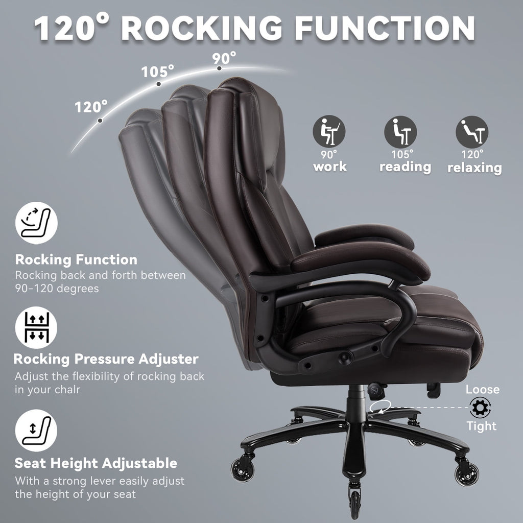 BOSSIN 500lbs Big and Tall Office Chair,Heavy Duty Computer Desk Chair with Adjustable Lumbar Support