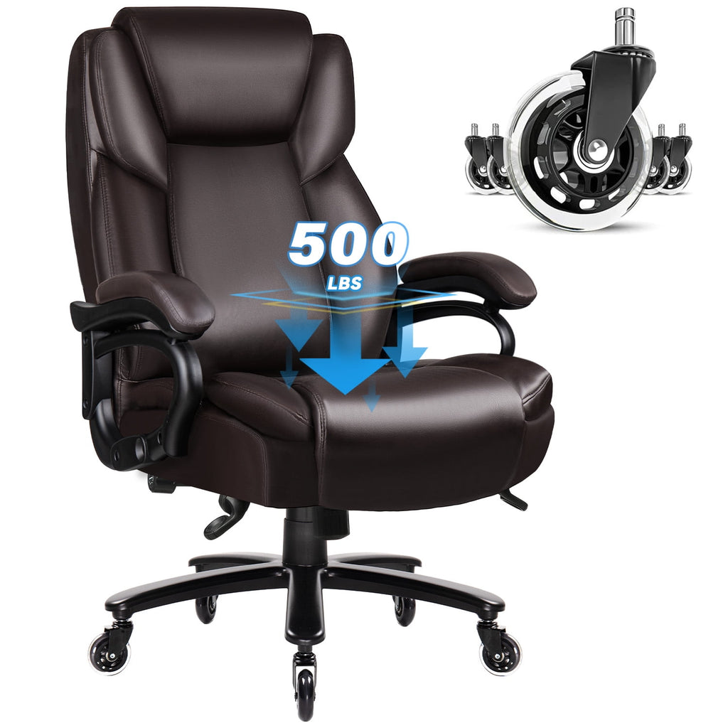 BOSSIN 500lbs Big and Tall Office Chair,Heavy Duty Computer Desk Chair with Adjustable Lumbar Support