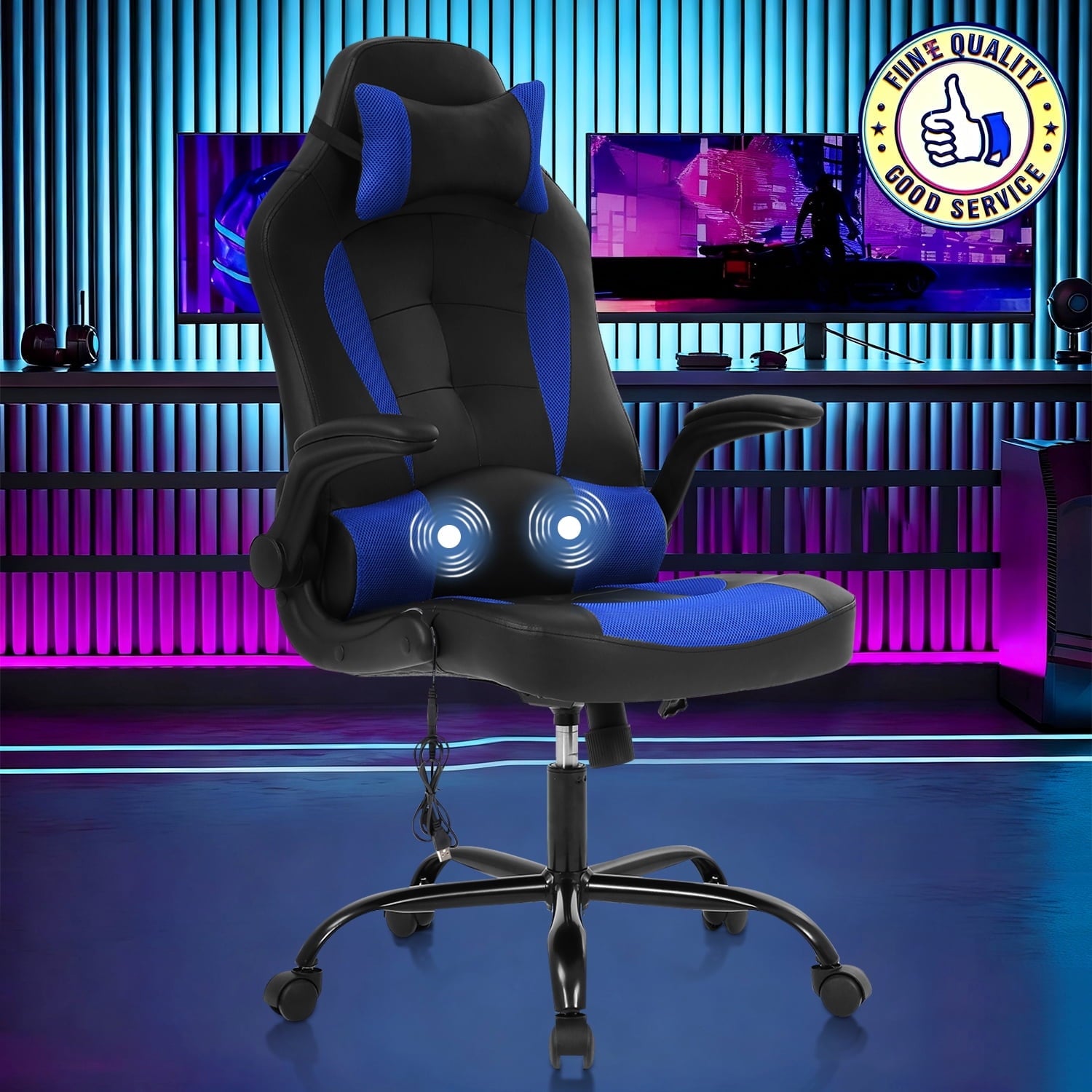 NiamVelo Leather Gaming Chair Ergonomic Video Game Chairs with Flip up Arms, Adjustable Rolling Swivel Chair for Adult Teen, White