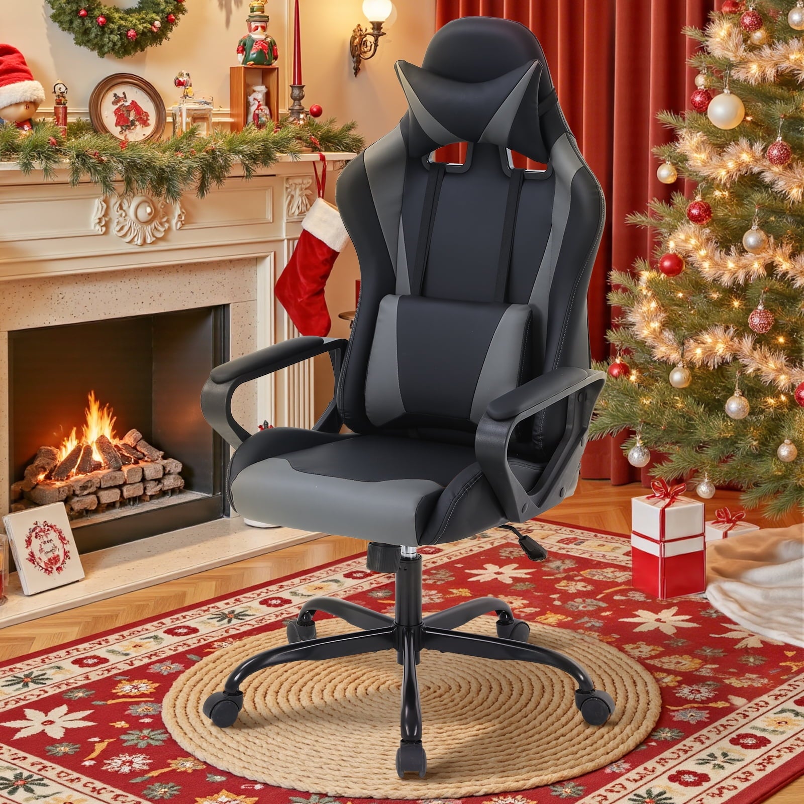 NiamVelo Leather Gaming Chair Ergonomic Video Game Chairs with Flip up Arms, Adjustable Rolling Swivel Chair for Adult Teen, White